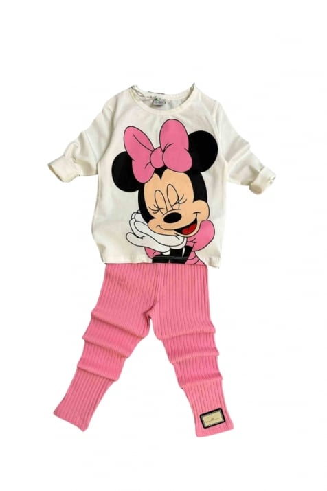 Детски комплект момиче дълъг ръкав Мини Маус , розов цвят