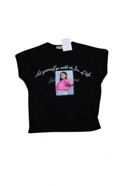 Детска тениска момиче, черен цвят