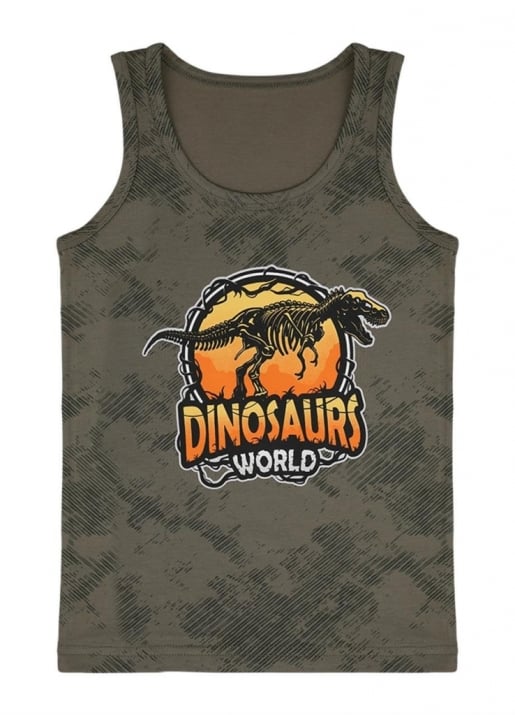 Детски потник за момче с динозавър,тъмно зелен цвят