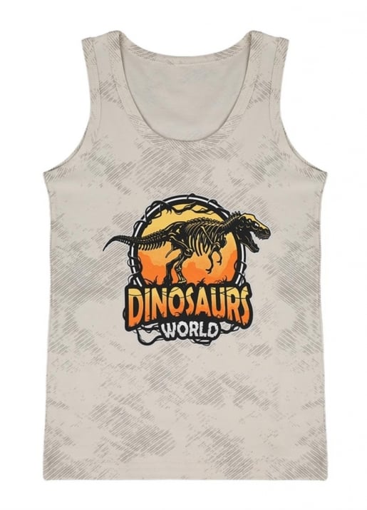 Детски потник за момче с динозавър,в цвят екрю