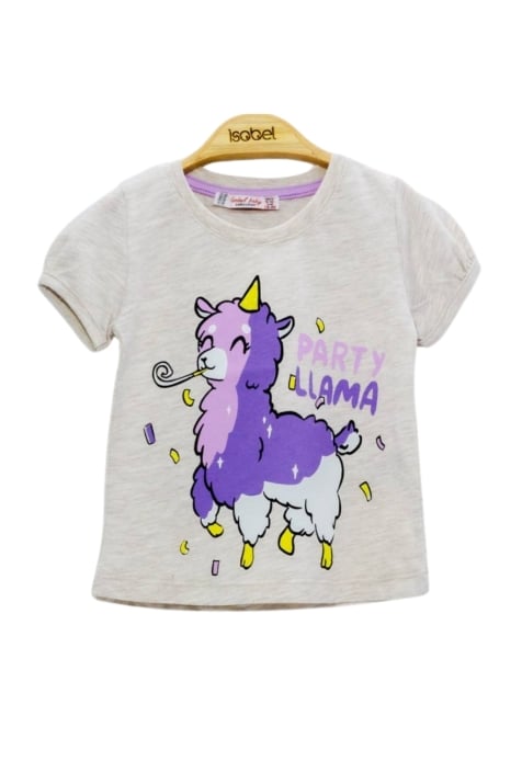 Детска тениска момиче, бежов цвят