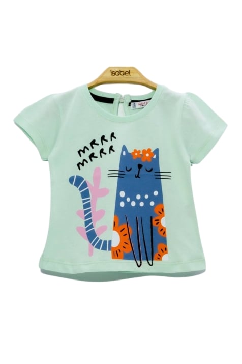 Детска тениска момиче, зелен цвят