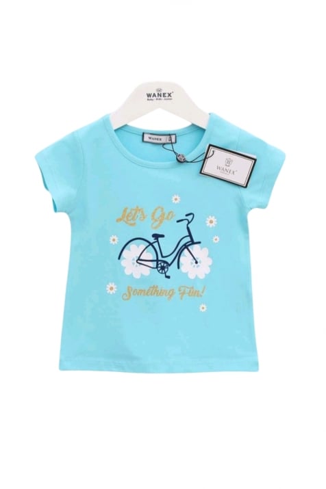 Бебешка тениска момиче, син цвят