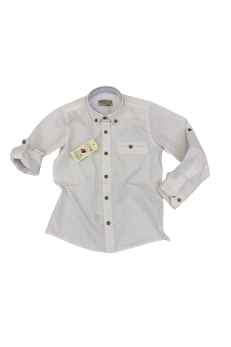 Детска риза за момче с дълъг ръкав,бял цвят