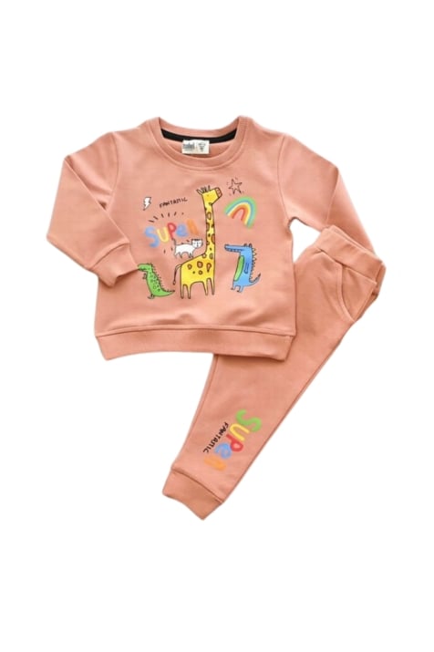 Детски комплект момче дълъг ръкав, оранжев цвят