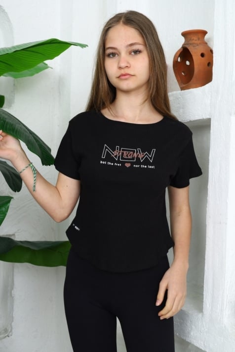 Детска тениска момиче, черен цвят