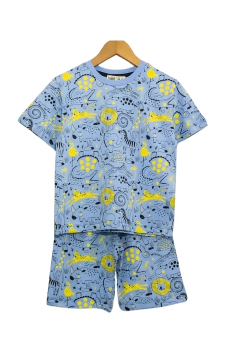 Детска пижама за момче с къс ръкав,син цвят