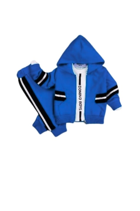 Детски комплект момче дълъг ръкав 3 части,син цвят