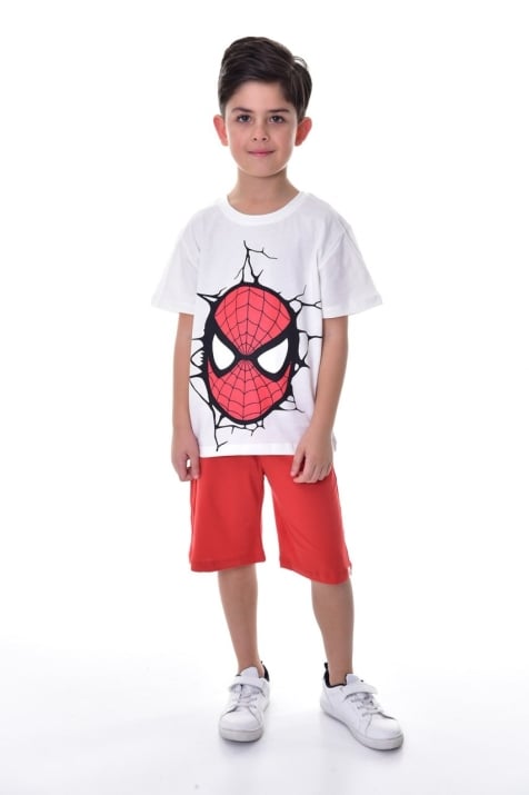детски комплект момче къс ръкав Spiderman,бял цвят