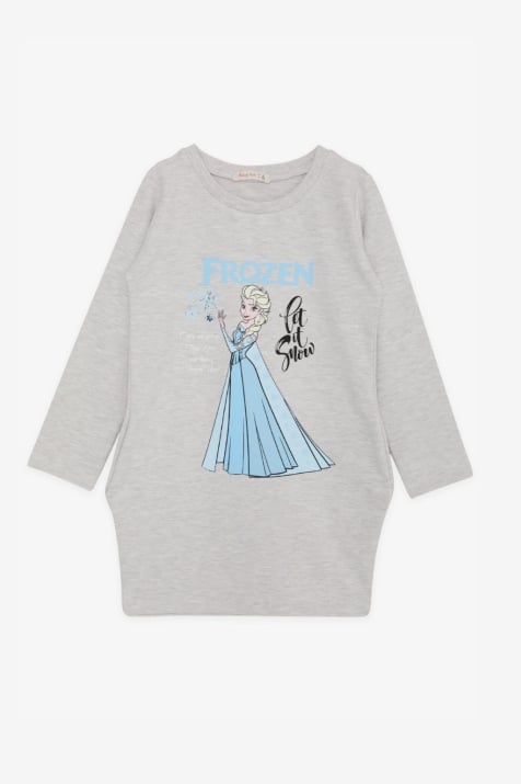 Детска рокля дълъг ръкав Frozen,сив цвят