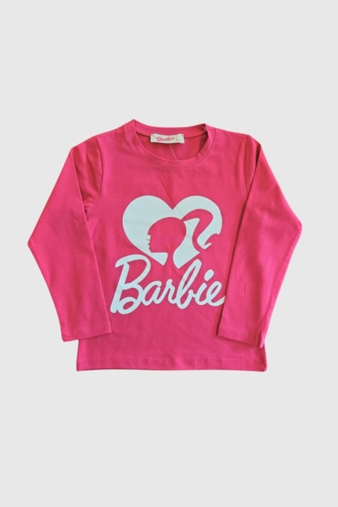 Детска блуза момиче с дълъг ръкав Barbie, цикламен цвят