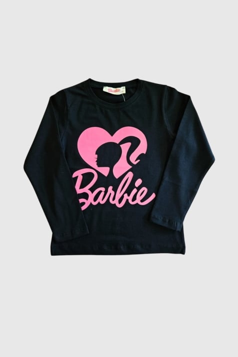Детска блуза момиче с дълъг ръкав Barbie, черен цвят