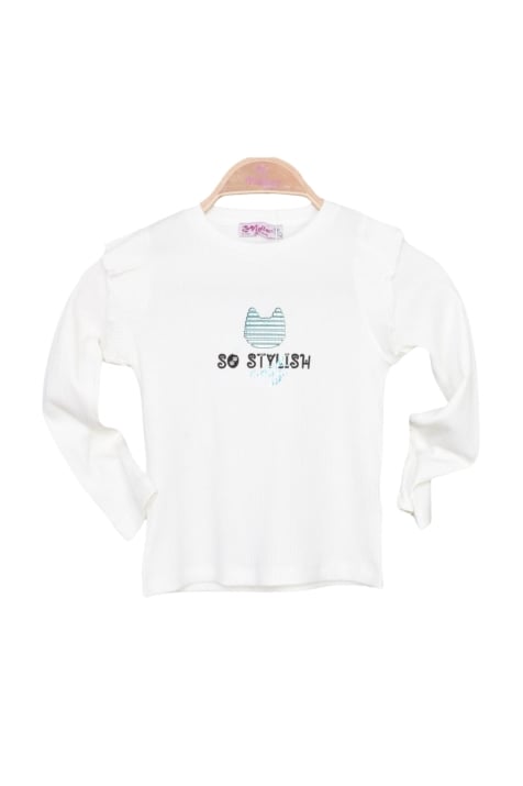 Детска блуза момиче дълъг ръкав,цвят екрю