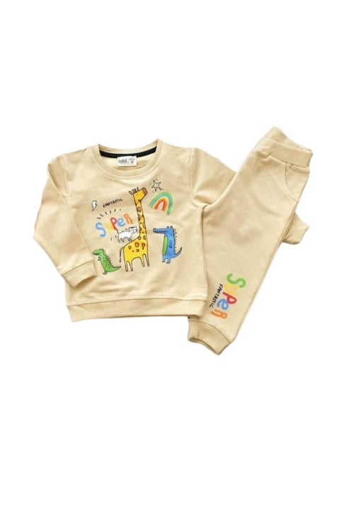 Детски комплект момче дълъг ръкав, бежов цвят