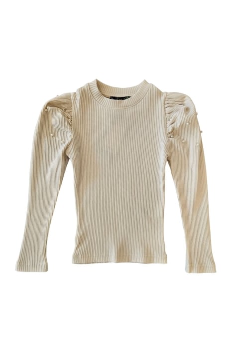 Детска блуза момиче с дълъг ръкав, бежов цвят