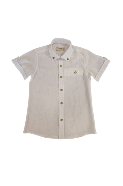 Детска риза момче къс ръкав, в бял цвят