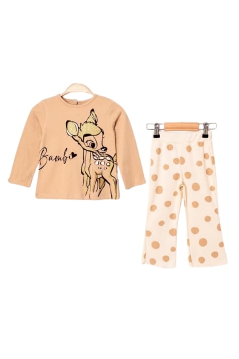 Детски комплект момиче дълъг ръкав, кафяв цвят