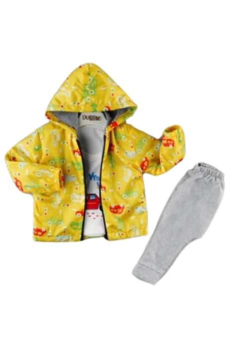 Детски комплект момче дълъг ръкав 3 части, жълт цвят