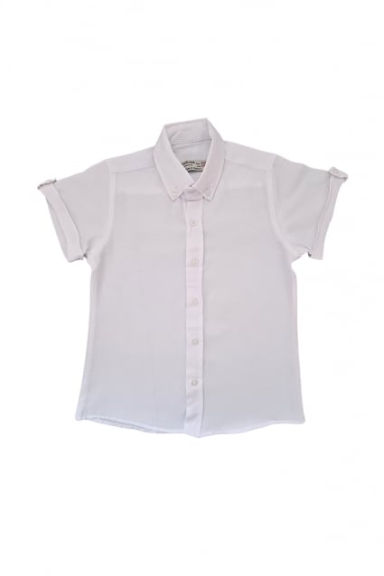 Детска риза момче къс ръкав, бял цвят