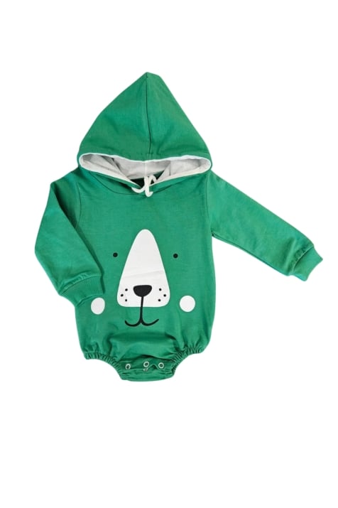 Бебешко боди дълъг ръкав, зелен цвят