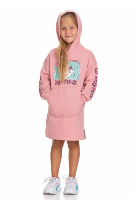 Детска рокля дълъг ръкав Anime, розов цвят