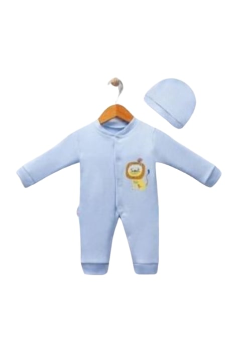 Бебешки гащеризон дълъг ръкав момче, син цвят
