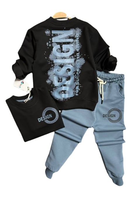 Детски комплект за момче дълъг ръкав,син цвят