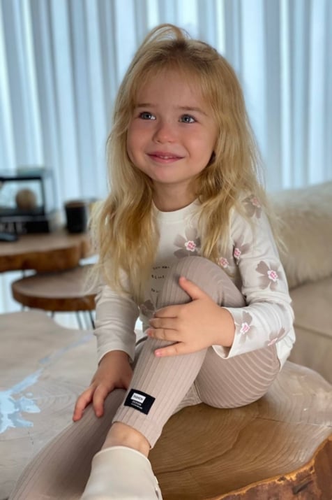 Детски комплект момиче дълъг ръкав , бежов цвят