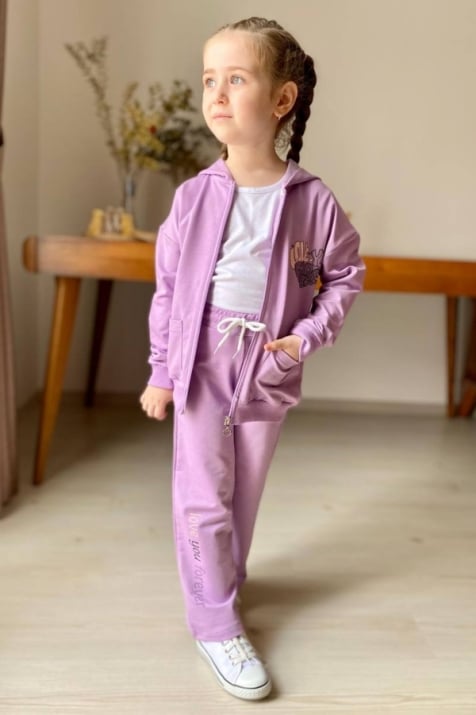 Детски спортен екип момиче, лилав цвят