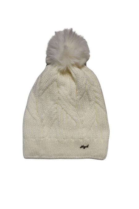 Детска шапка момиче, цвят екрю