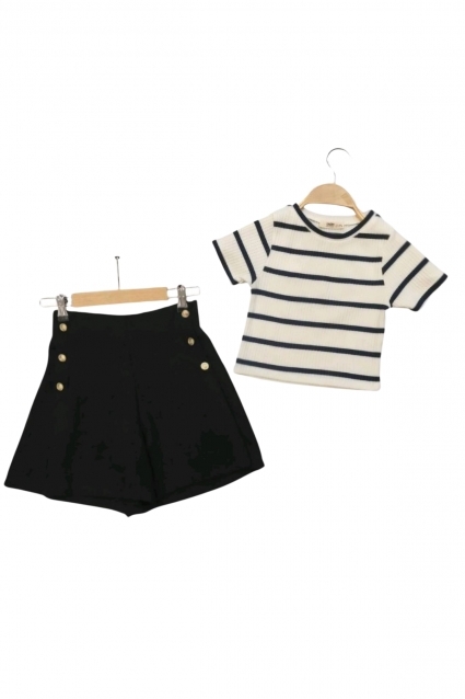 Детски комплект момиче къс ръкав, черен цвят