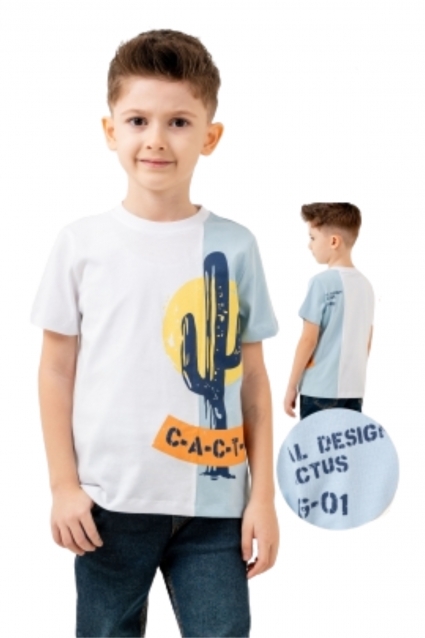 Детска тениска за момче, бял цвят