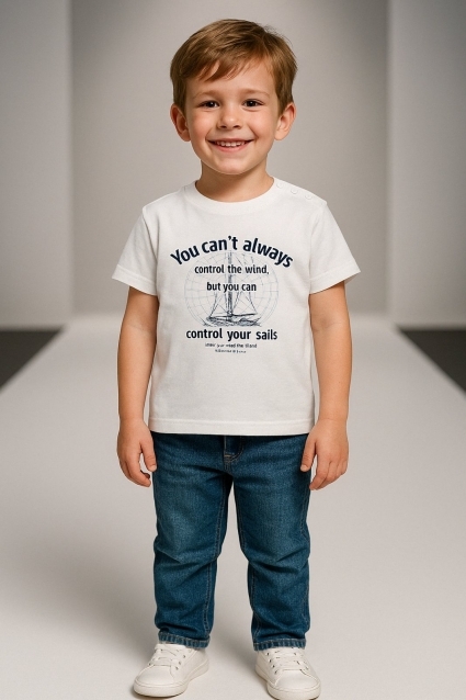 Детска тениска за момче, бял цвят