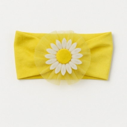 Детска лента за коса с маргаритка, жълта