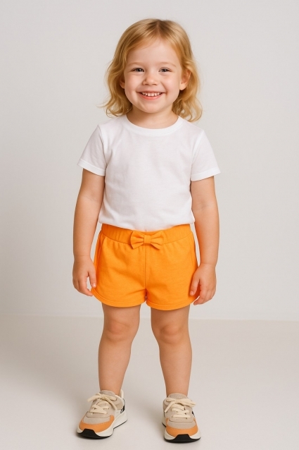 Детски къси панталонки момиче, оранжев цвят