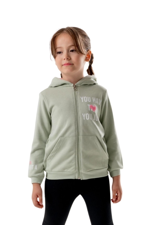 Детски суитшърт за момиче, зелен цвят