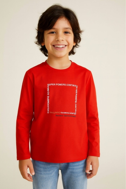 Детска блуза за момче с дълъг ръкав, червен цвят