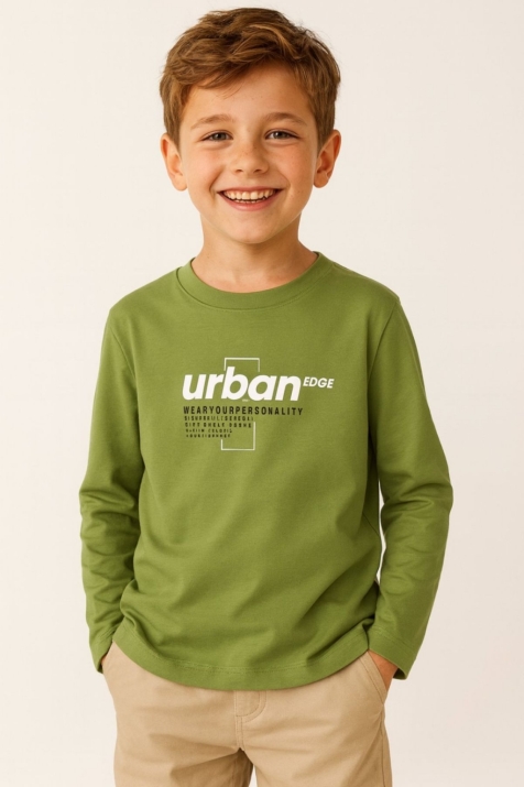 Детска блуза за момче с дълъг ръкав, зелен цвят