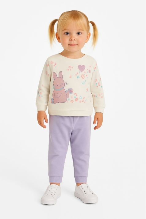 Бебешки комплект за момиче дълъг ръкав, лилав цвят