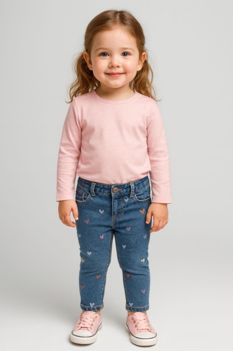 Детски дънки за момиче, син цвят 