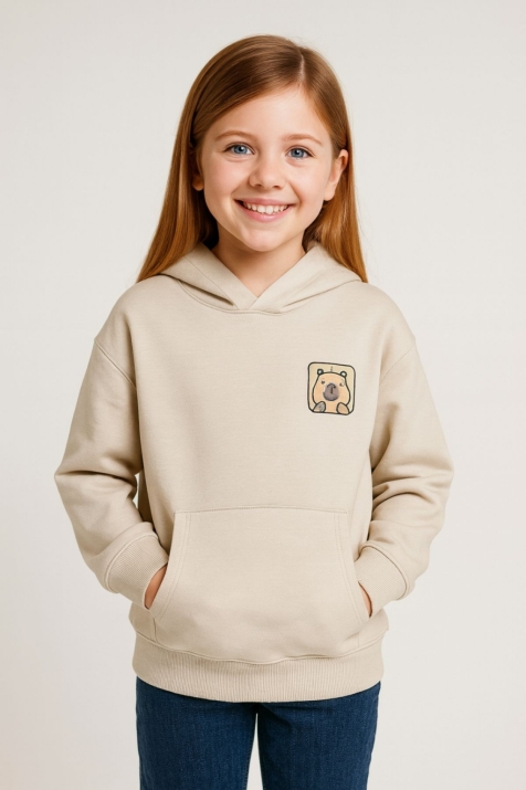 Детски суитшърт за момиче, бежов цвят