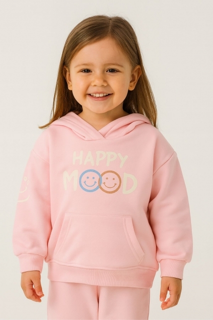 Детски суитшърт за момиче, розов цвят