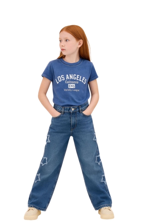 Детски дънки за момиче, син цвят