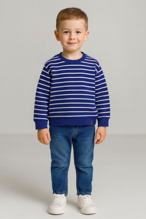 Детска блуза за момче с дълъг ръкав, тъмно син цвят
