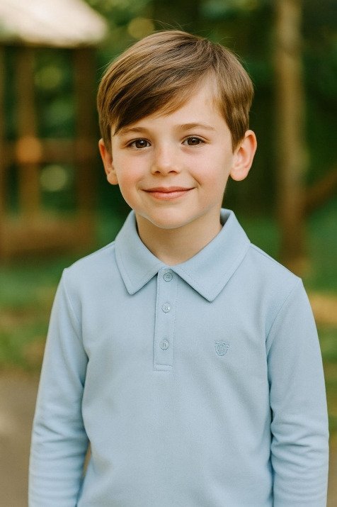 Детска блуза за момиче с дълъг ръкав, син цвят