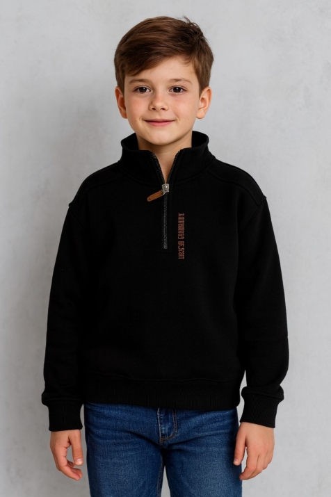 Детска блуза за момче с дълъг ръкав, черен цвят