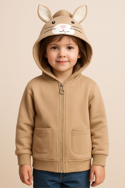 Детски суитшърт за момиче, кафяв цвят