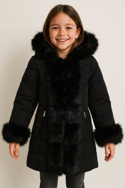 Детско зимно яке за момиче, черен цвят