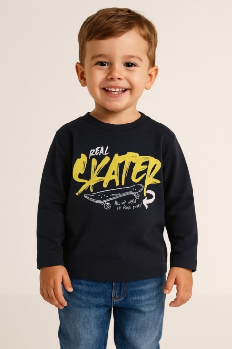 Детска блуза за момче с дълъг ръкав, черен цвят