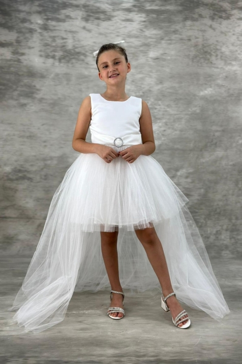 Детска официална рокля, бял цвят 